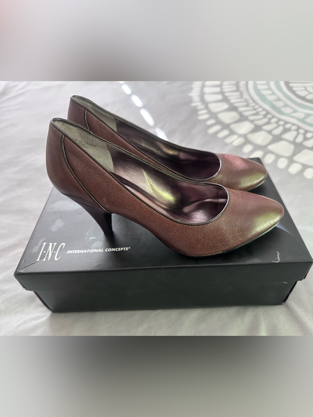INC International Concepts Dark Brown Pointed-Toe Mid Heels